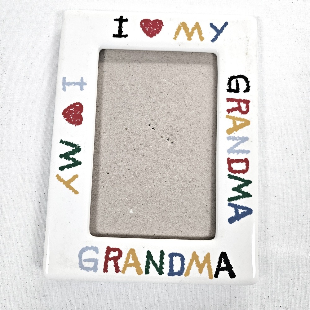 I Love My Grandma Ceramic Picture Frame White Colorful Crayon Style 5x7 7153-46